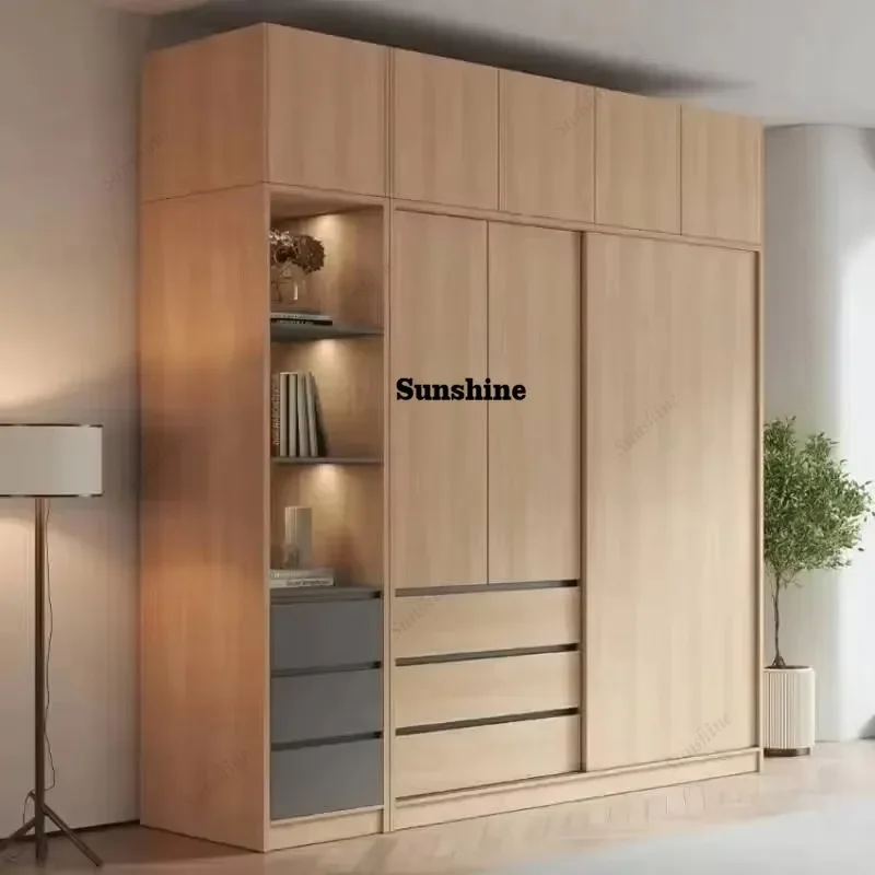 

Modern Sliding Doors Wardrobes Top Cabinet Luxury Space Saving Closet Bedroom Storage Organizer Armadio Guardaroba Furniture FT