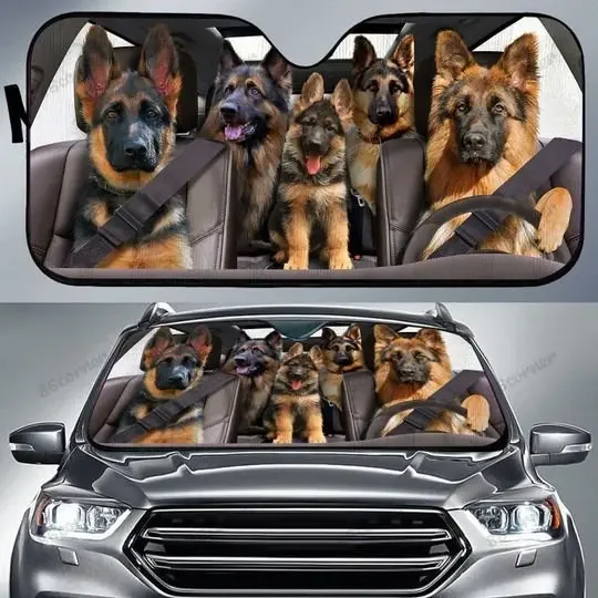 Pitbull Dog Family Car Sunshade , Funny Pitbull Car Sunshade, Pitbull Cute Car Sunshade, Gift For Him, Gift For Dad