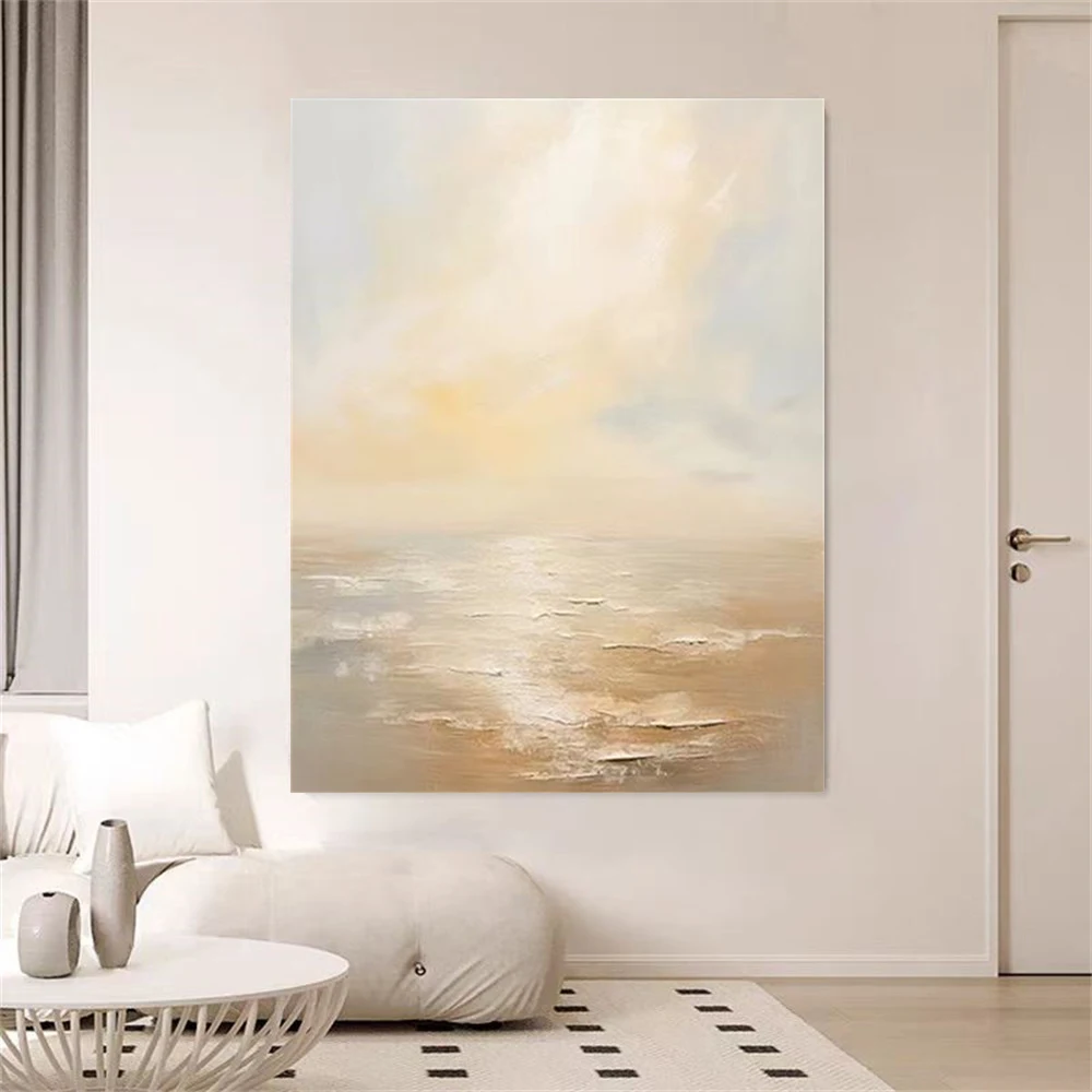 

Nordic Hand-Painted Modern Home Decor Oil Painting Canvas Wall Art Picture Living Room Corridor Abstract Golden Simple Decor Art