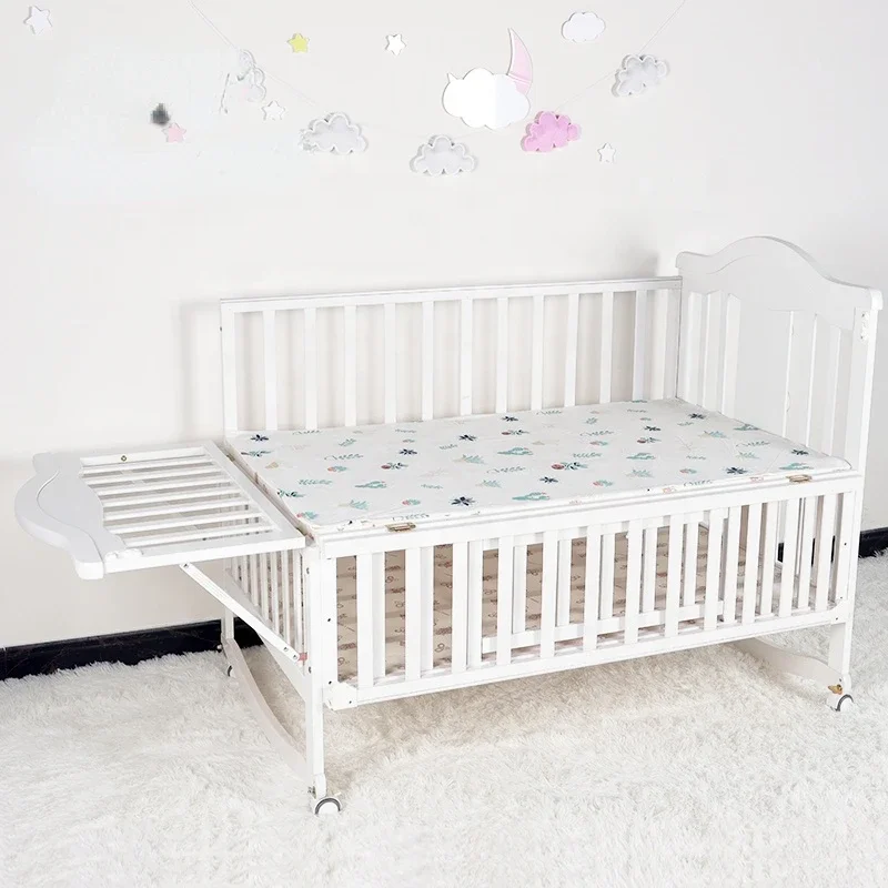 3 in 1 White Pine Wood Kids Cribs Multi-functional Portable Baby Beds For New Born Wood