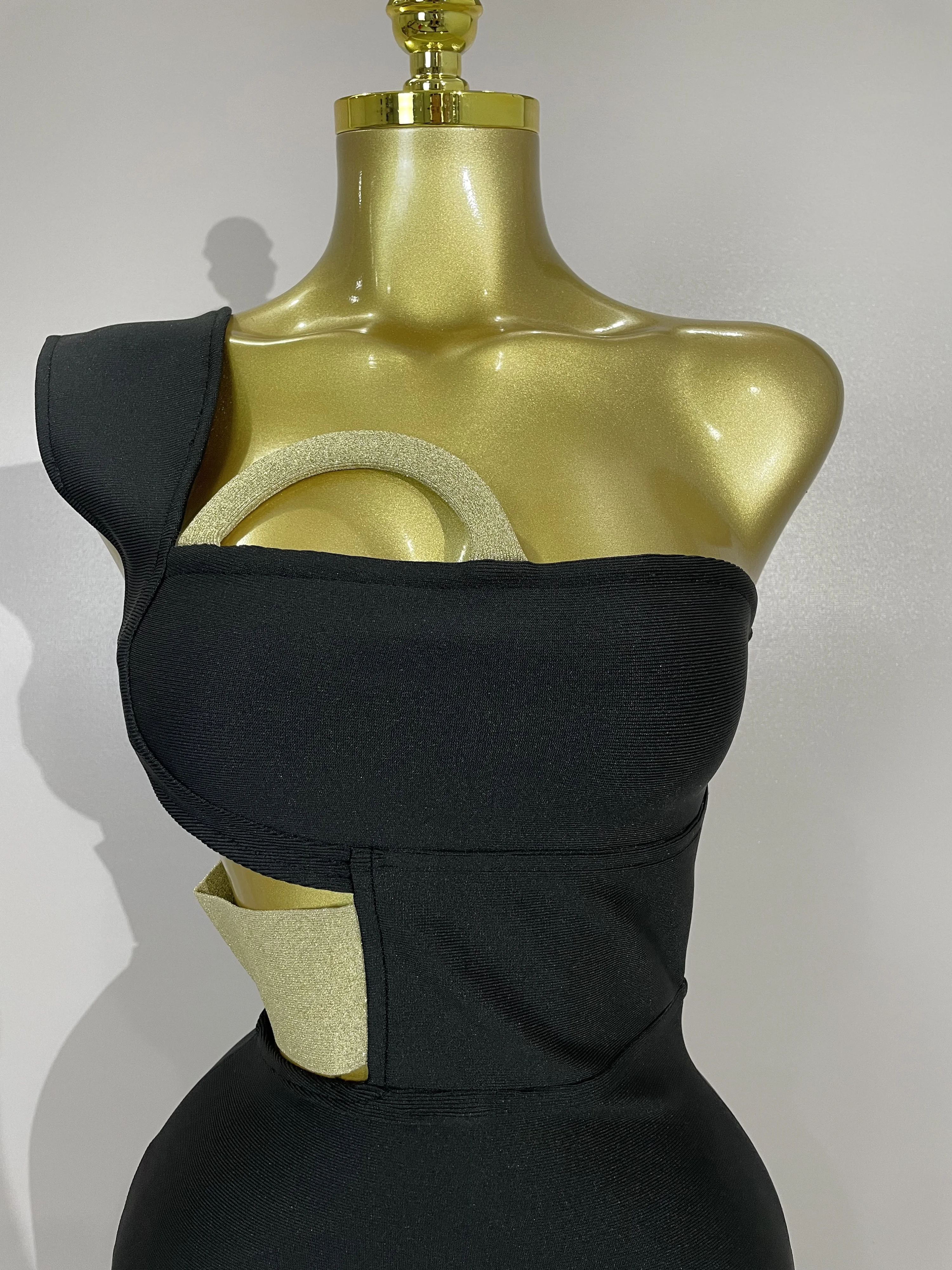 Frauen Sexy Cut Out Schwarz Bodycon Verband Kleid Abend Party Promi Elegante Geburtstag Club Kleider Foto Schießen Outfit