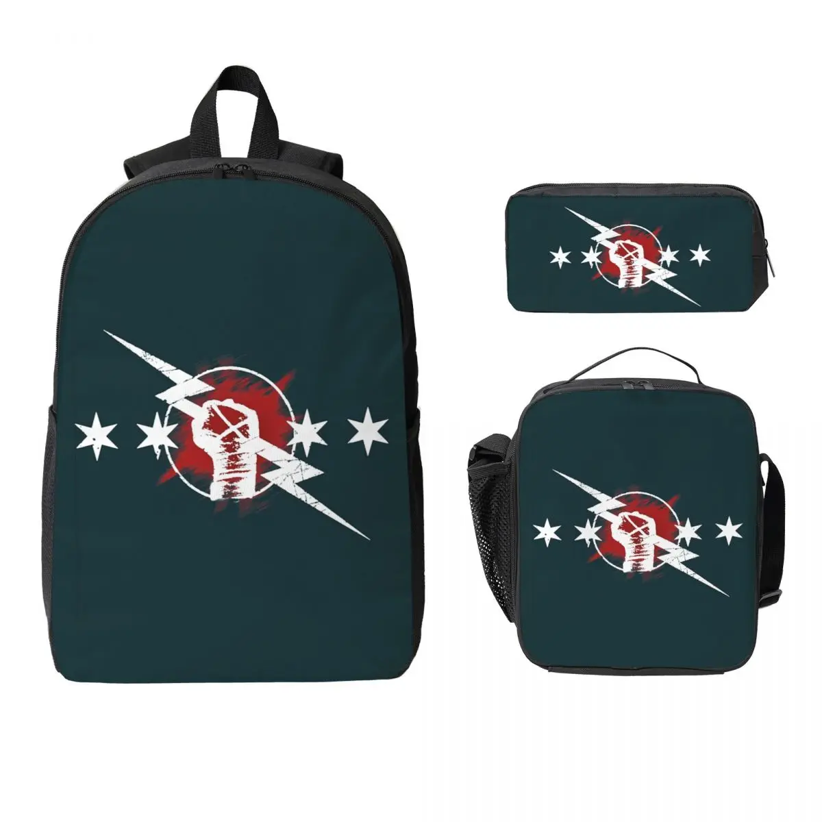 

CM Punk WWE Backpack Student Boys Girls BookBag School Bag Computer Shoulder Bags 3ps Insulated Lunch Bag Pencil Case