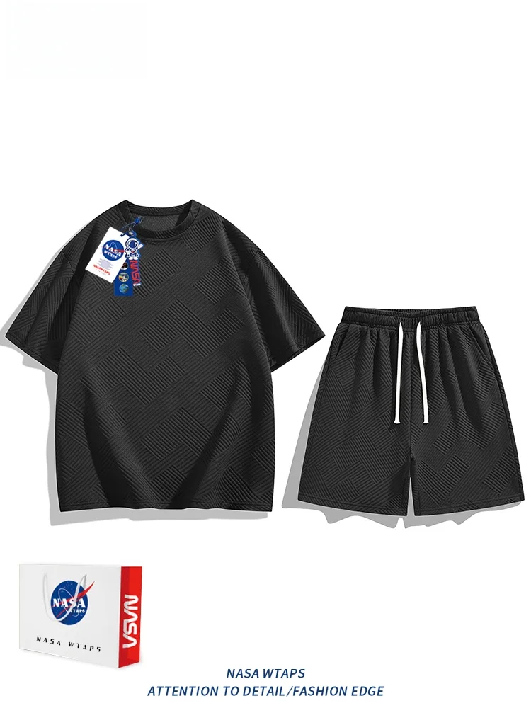 

Летний спортивный комплект WTAPS для мальчиков: футболка и шорты свободного кроя из полиэстера для подростков