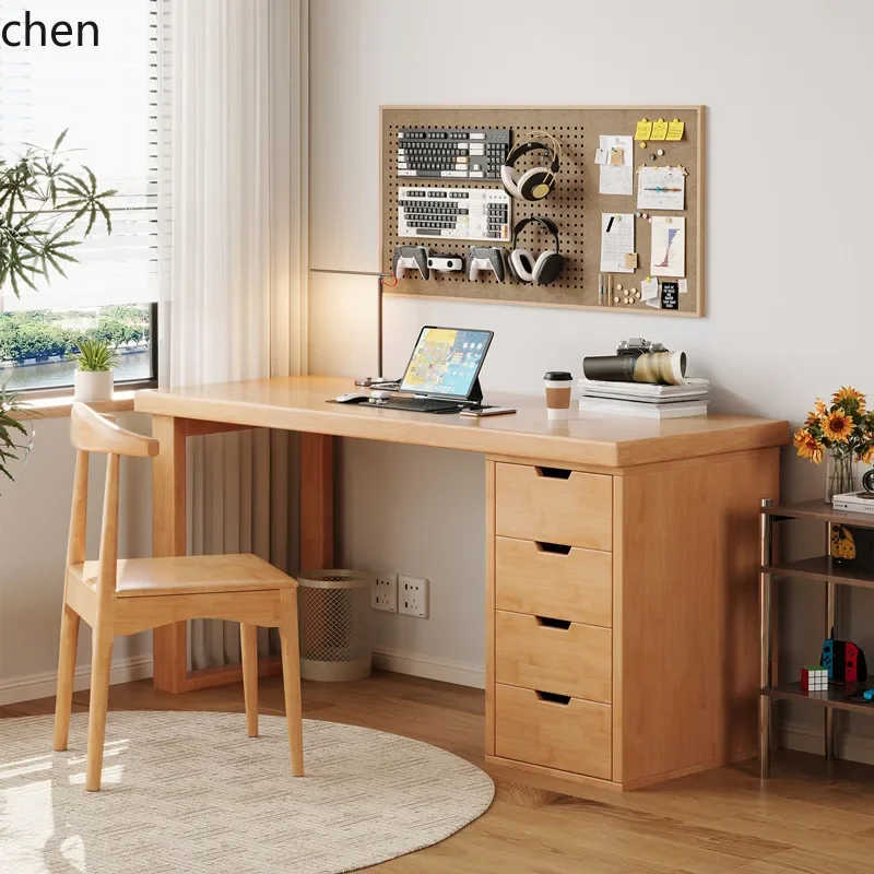 y9.1- Solid Wood Desk and Bookshelf Integrated Desk Simple Home Student Writing Study Office Bedroom