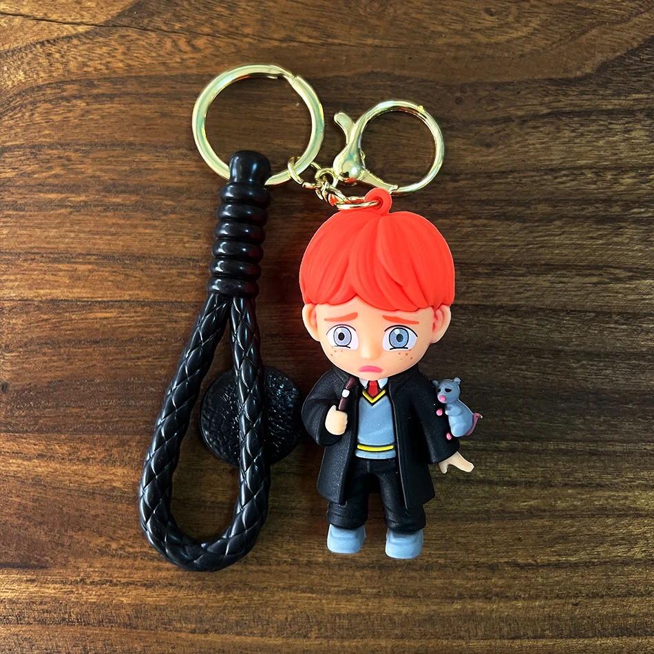 Anime mignon magicien PVC porte-clés sac pendentif Potter Ron Weasley pendentif voiture porte-clés pour enfant d'anniversaire
