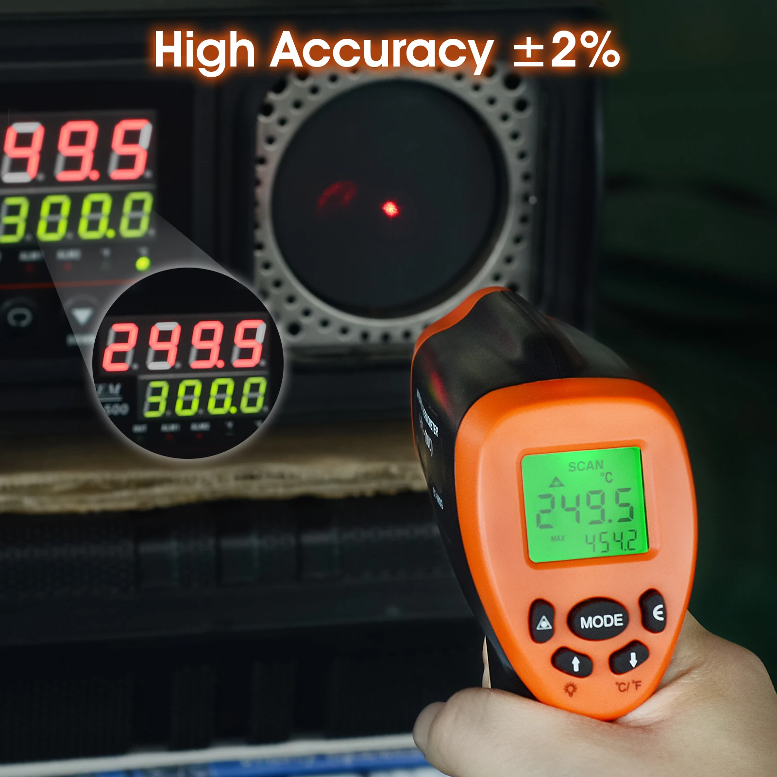 AI-980G Infrared Thermometer, Handheld Heat Temperature Gun for Cooking -50℃ to 700℃(-58 to1292℉) for Kitchen Pizza Oven, Grill