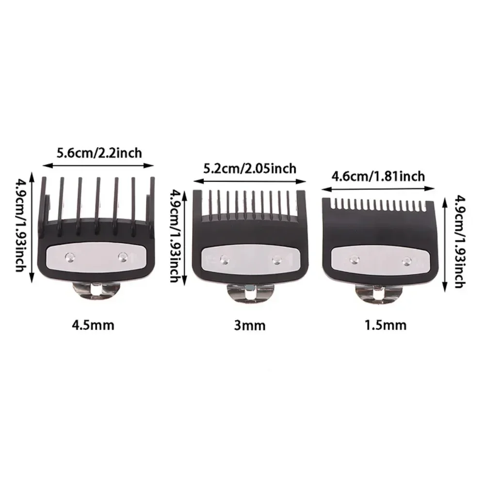 Schwarzes Limit-Kamm-Set, Haarschneidemaschinen-Schutz, Führungskämme, Trimmer-Styling-Werkzeuge, Aufsatz, kompatibel mit 1,5 mm, 3 mm, 4,5 mm Schneidführung