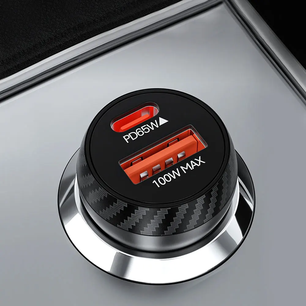 1pc Car Phone Super Charger 165W QC3.0 USB PD Type C Charger Dual Port Fast Charging Adapter For iPhone Samsung Huawei Xiaomi