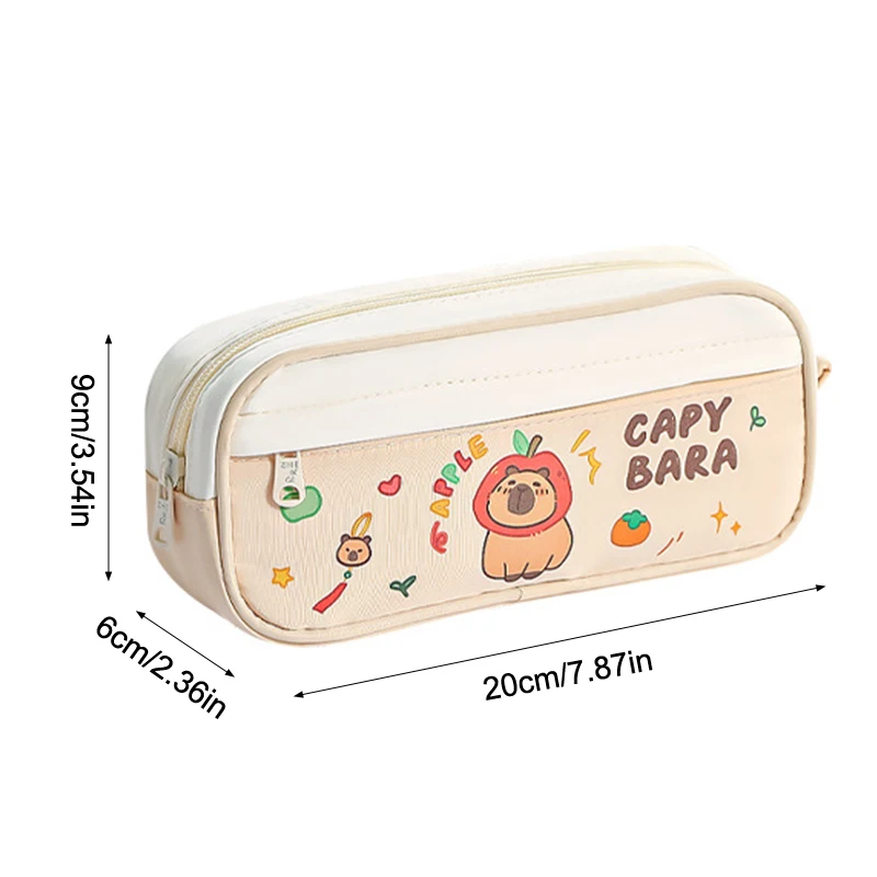 Cute Capybara Pen Bag Large Capacity Cartoon Prints Pencil Case Dust-proof Stationery Storage Bag Students
