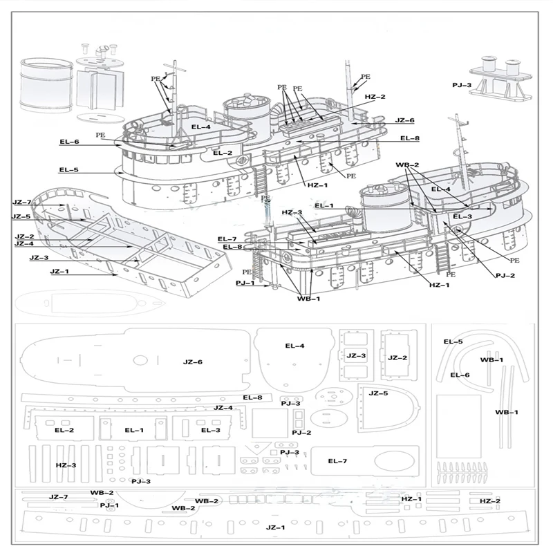 XF-308 1/85 New RC Boat Angel Gate Tug Model Mini Ship Model DIY Assembly Kit