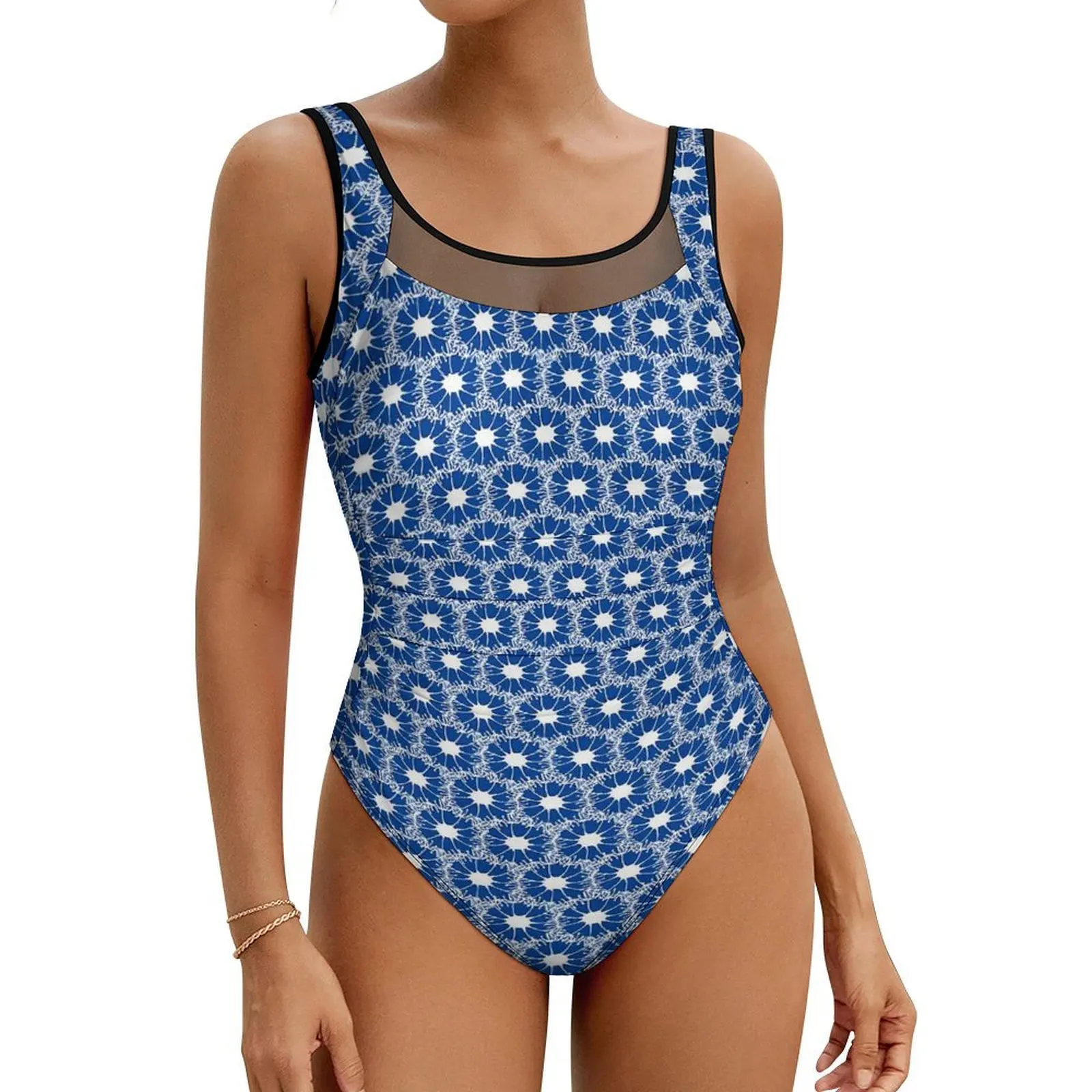 Dandelion Wishes Swimsuit Blue White Push Up Swimwear One Piece Holiday Swim Bathing Suits Bodysuit Sexy Beachwear Plus Size