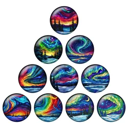 24 pz/lotto cabochon di vetro rotondi 12mm 20mm 25mm modello di luci del nord colorate risultati e componenti per la creazione di gioielli fai da te H183