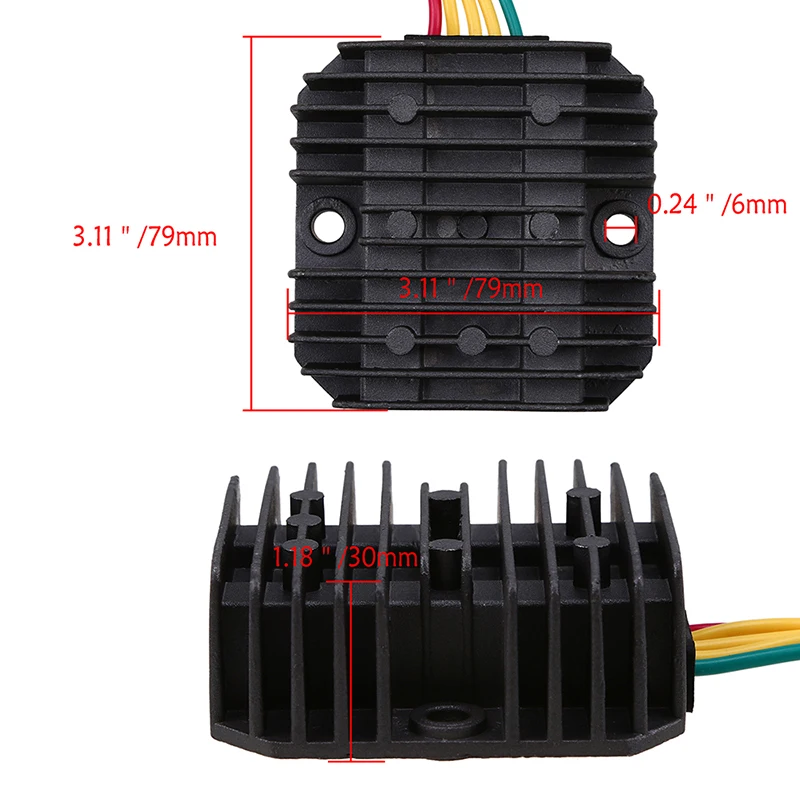 POSSBAY Motorcycle Voltage Regulator Current Rectifier Motorbike Black Aluminum 6 Wires 12V for Honda NX4 Falcon 1999-2008