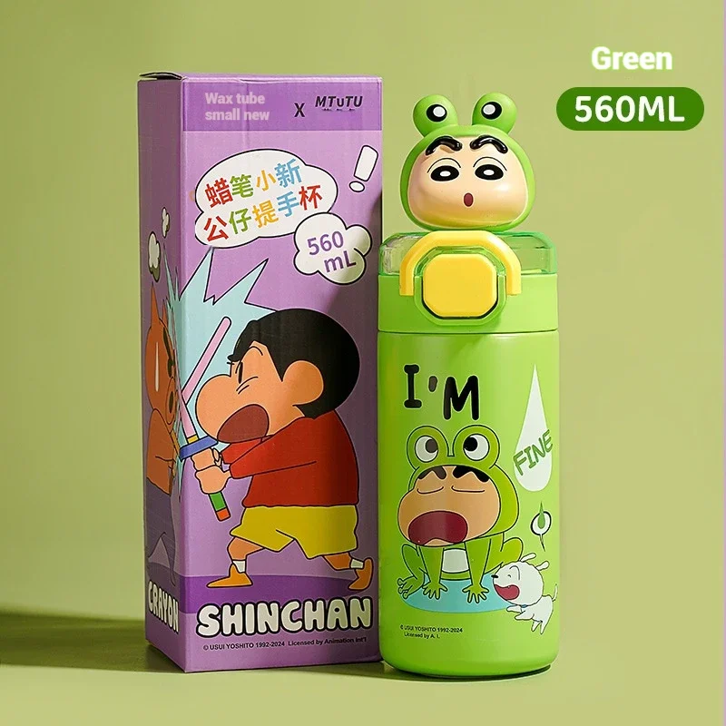 New Anime Crayon Shin-Chan Straw Insulated Cup Cute Student Cartoon Straw Cup 304 Children\'S Stainless Steel Water Cup Portable