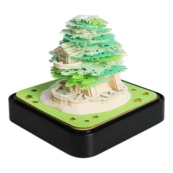 Omoshiroi Block 3D Notepad Green Treehouse 3D Calendar 2025 3D Memo Pad Block Notes Offices Paper Notes Christmas Birthday Gifts