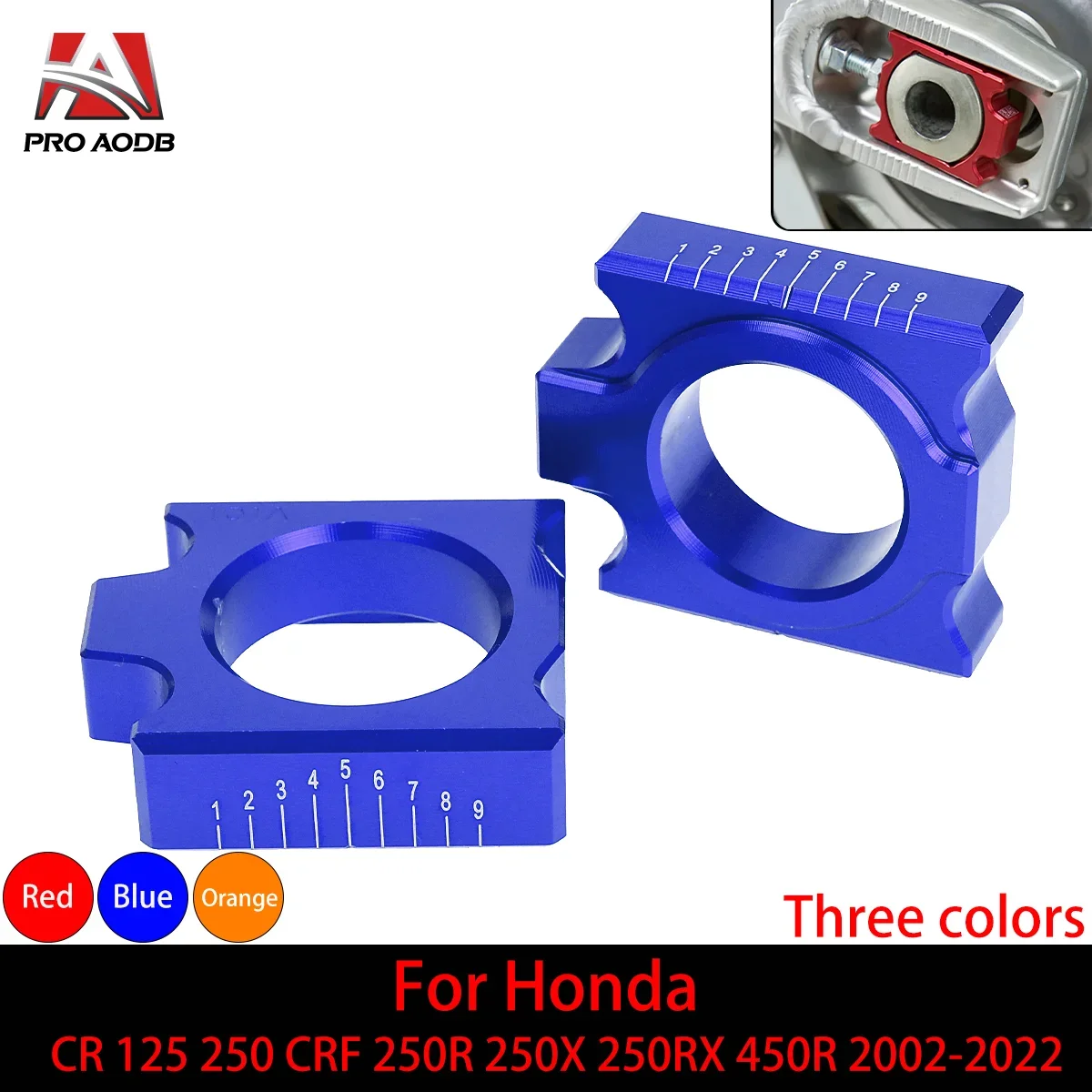 

For Honda CR 125 250 2002-2007 CRF 250R 250X 250RX 450R 450X 450L 450RX 2002-2022 Motorcycle CNC Rear Axle Block Chain Adjuster