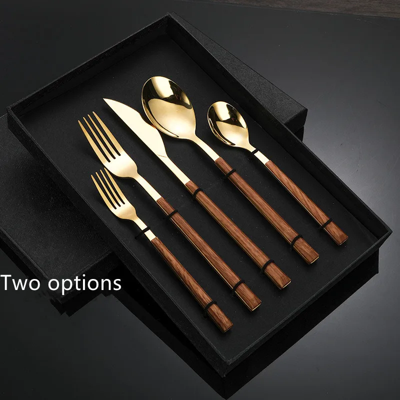 

Western Cutlery Set 4/5 Piece Tableware Stainless Steel Dinnerware Black Spoon Fork Knife Dinner Complete Home Flatware