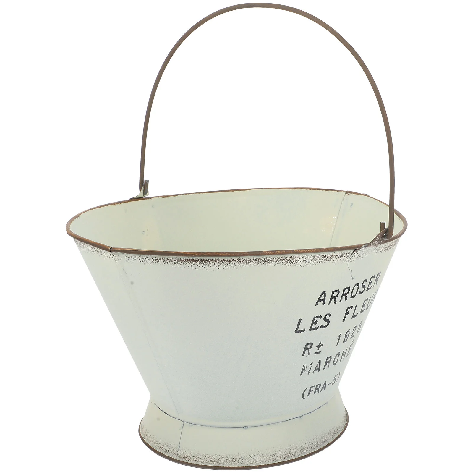 

Flower Pots White Basket Retro Flowerpot Desktop Decor Japanese-style Metal Bucket Ornament Beige