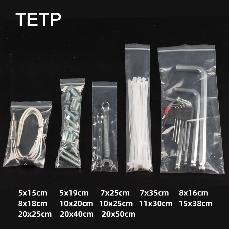 TETP 100Pcs Long Size Transparent Ziplock Bags Thicken Home Accessories Tool Remote Control Makeup Brushes Packaging Storage