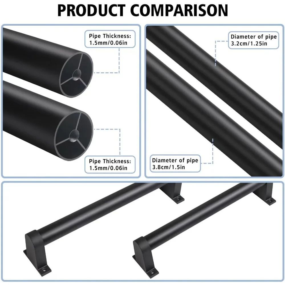 درابزين سلالم داخلية معدنية مثبتة على الحائط درابزين بقطر 1.25 للدرج، درجة صناعية، درابزين خطوة آمنة ومتينة #3