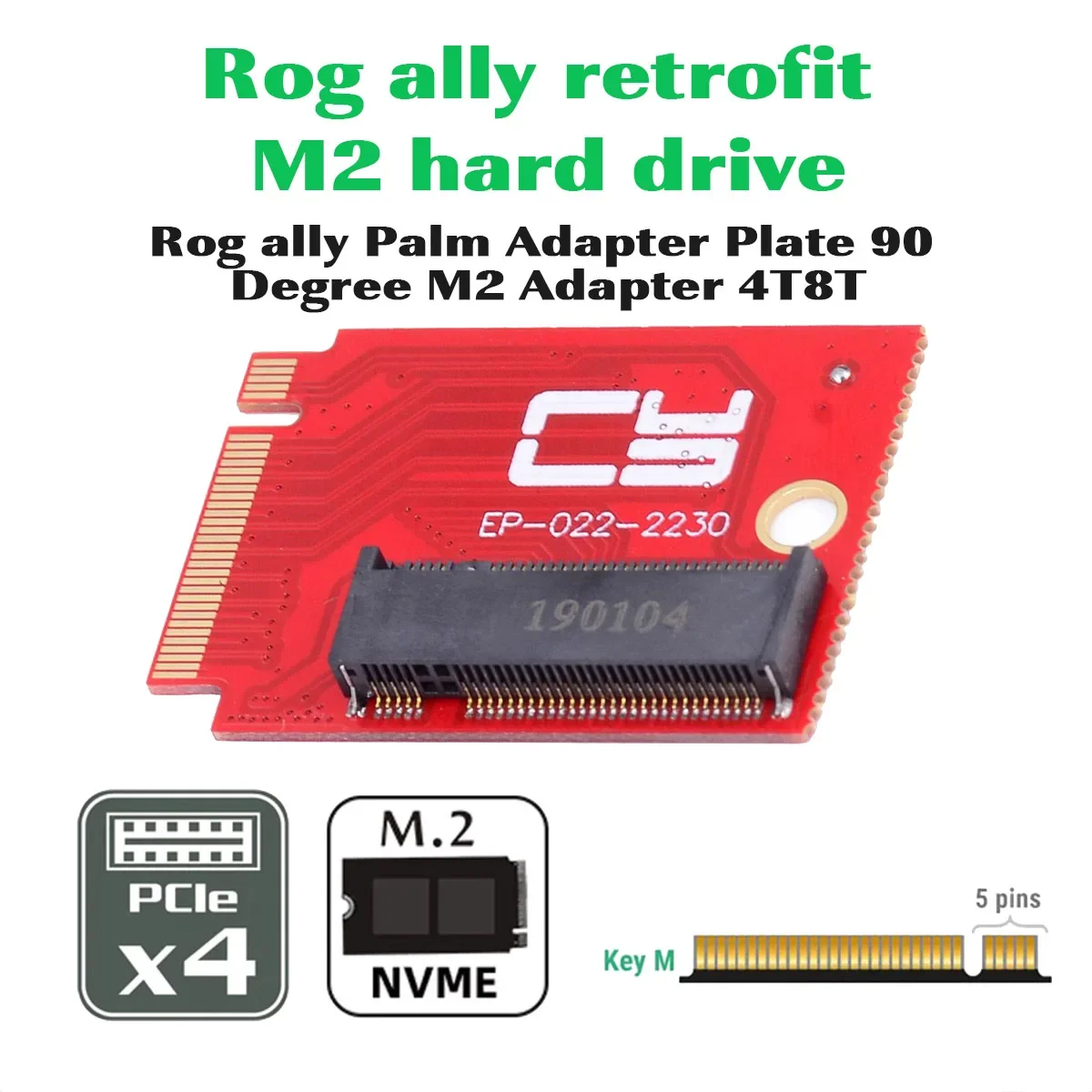 90 Degree M.2 SSD Upgrade Adapter Ally Conversion NVME 2280 Compatible with ROG Ally Gaming  NVME M-Key 22x30mm to 22x80mm 4T 8T