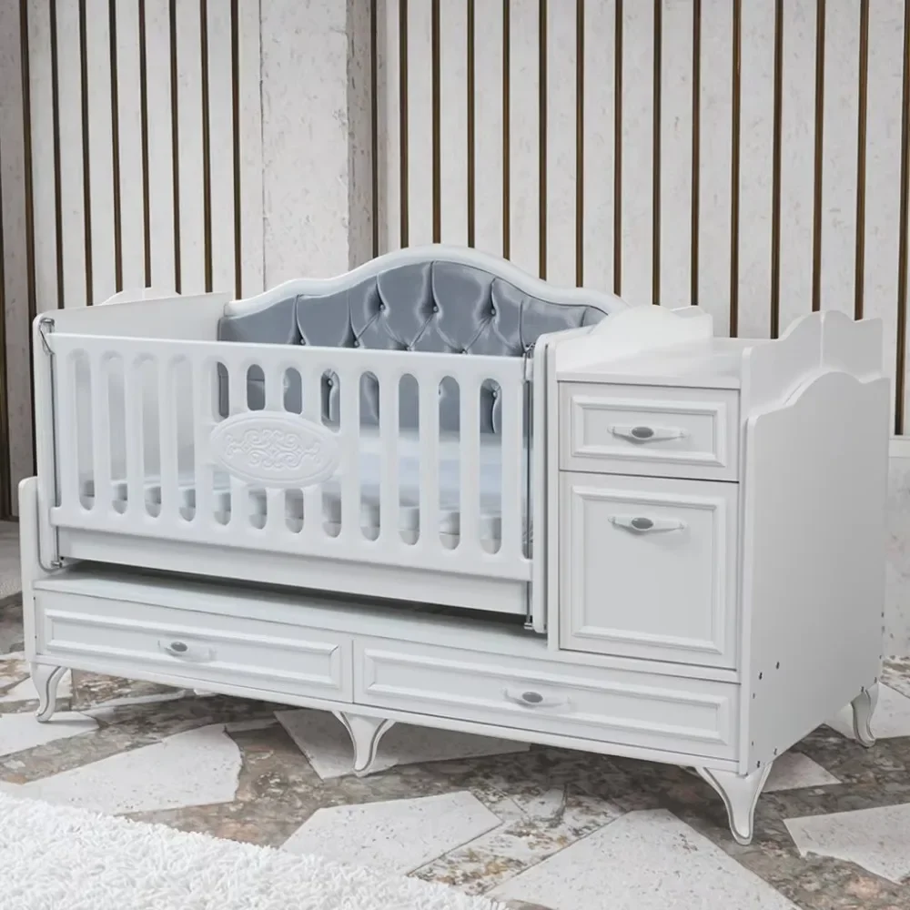 Crib High Quality New Design Safe Wooden Children's Bedroom Furniture Top Solid Wood Design