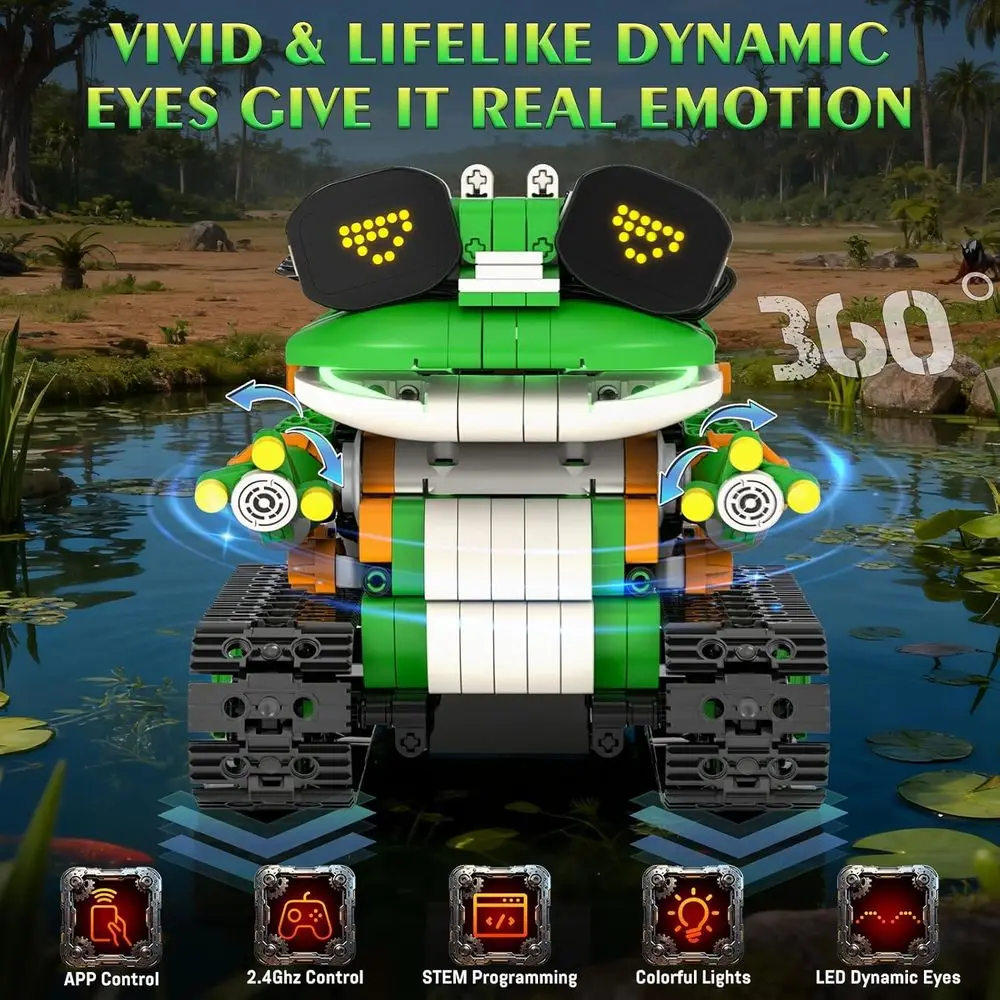 Kit robot STEM de 6 à 14 ans : jouets de construction 5 en 1 à distance et contrôlés par application avec 732 pièces pour garçons et filles