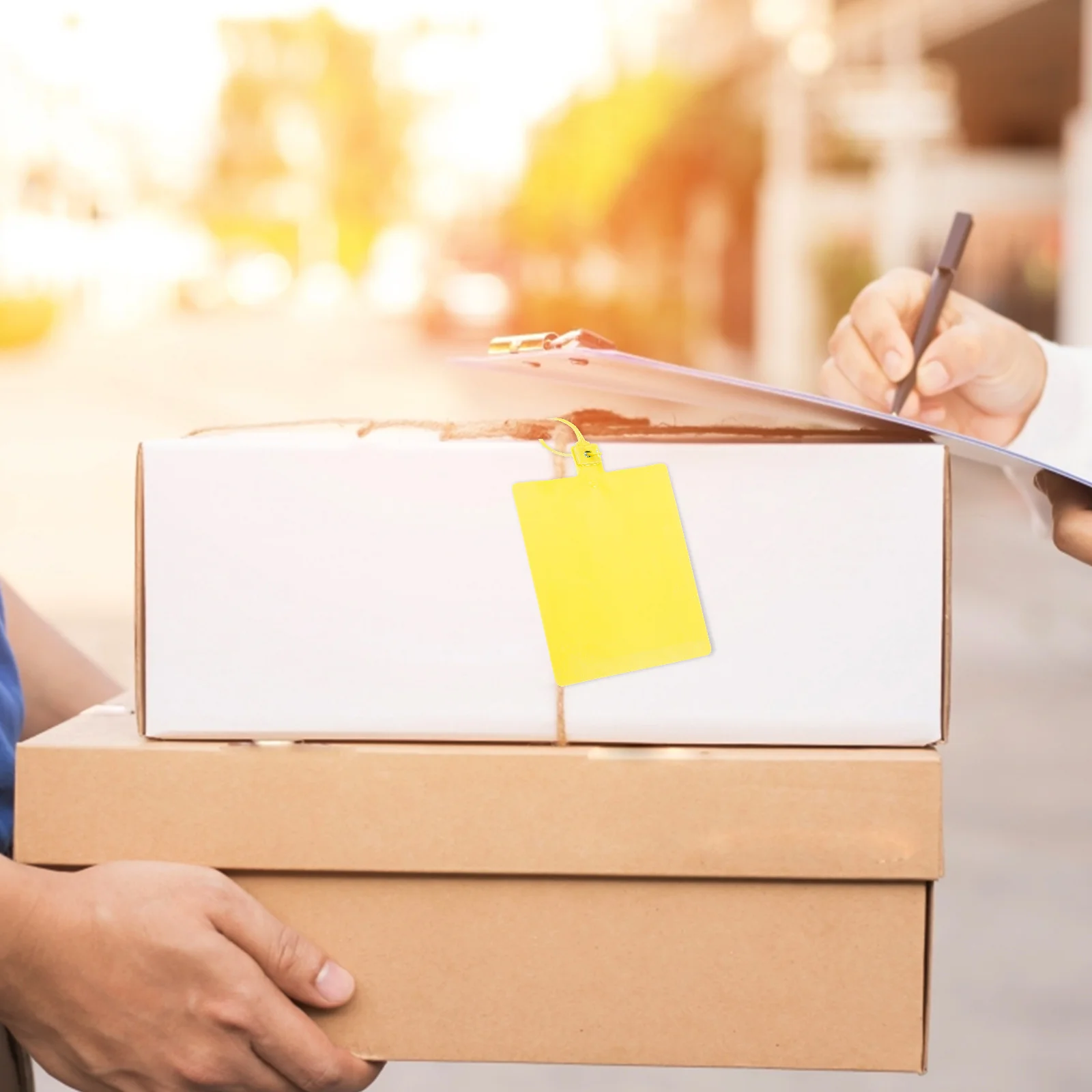 100 قطعة من ربطات الكابلات مع علامات لمكافحة التزييف وضبط روابط الأسلاك الرمز البريدي لملصقات كابل المرآب والمكتب المنزلي