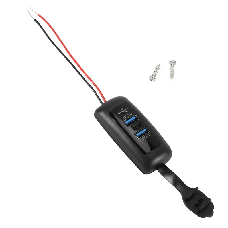 B04C-New 12V USB Outlet 72W 3-Port For Car Socket Dual QC3.0& PD Type-C Fast Charging Port For Car Truck Marine Motorcycle Bus