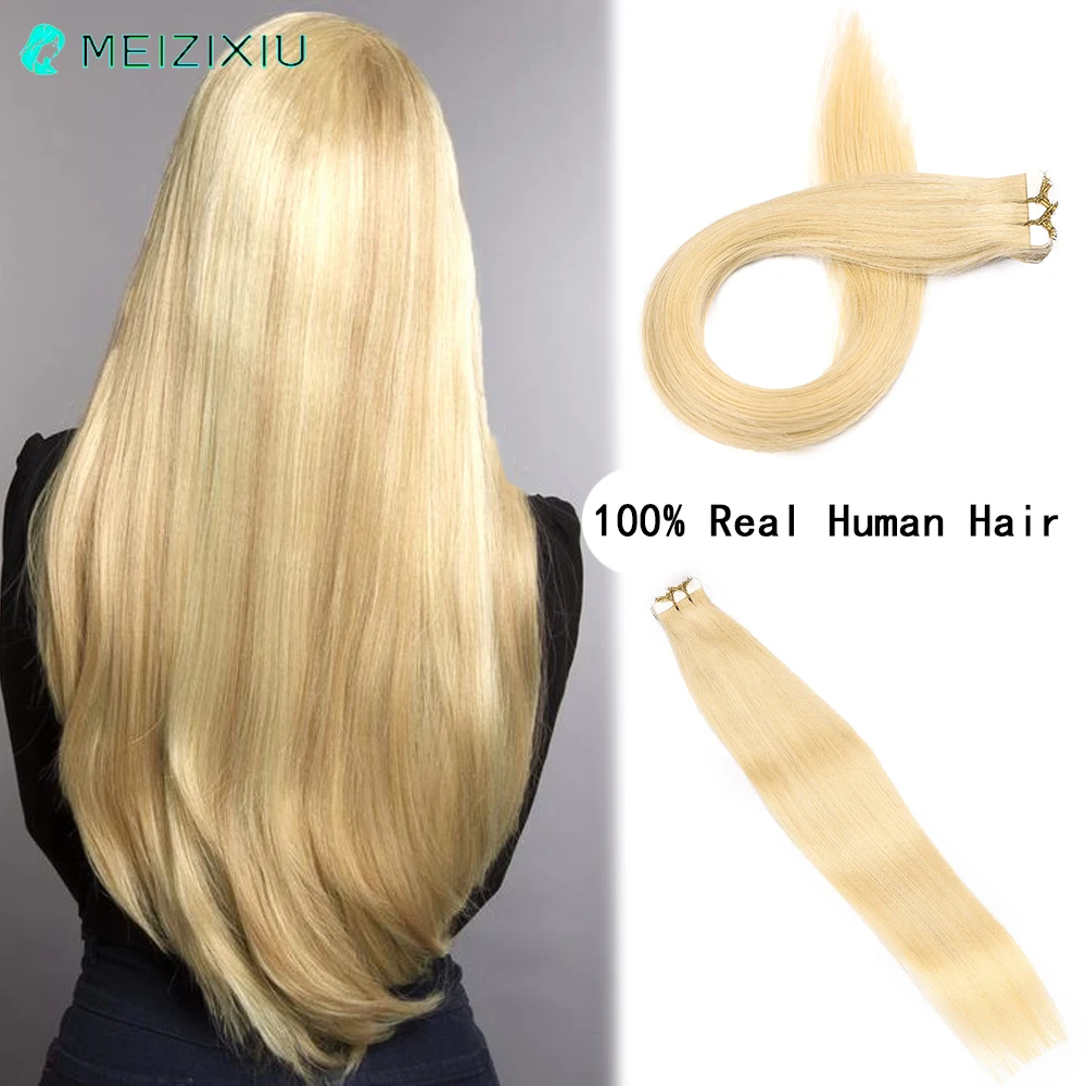 

#613 Blonde Tape in Hair Extensions 100% Remy Real Human Hair 24 Inch 20pcs 50g/pack Straight Seamless Skin Weft For Women Hair