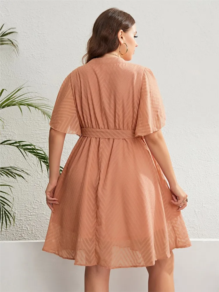 Plus Size Summer Midi Dress Women Pink V Neck Casual Ladies Dresses Loose Fashion Woman Dress 2023 Vestido Mujer