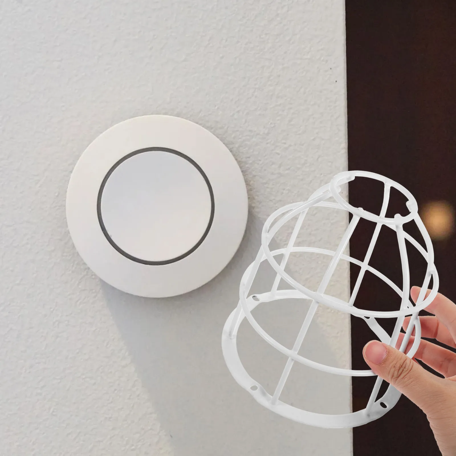 

Smoke Protective Cover Metal Guard for Home Office Hotel Easy Install Fire Alarm Sensor Protector Smoke Cover