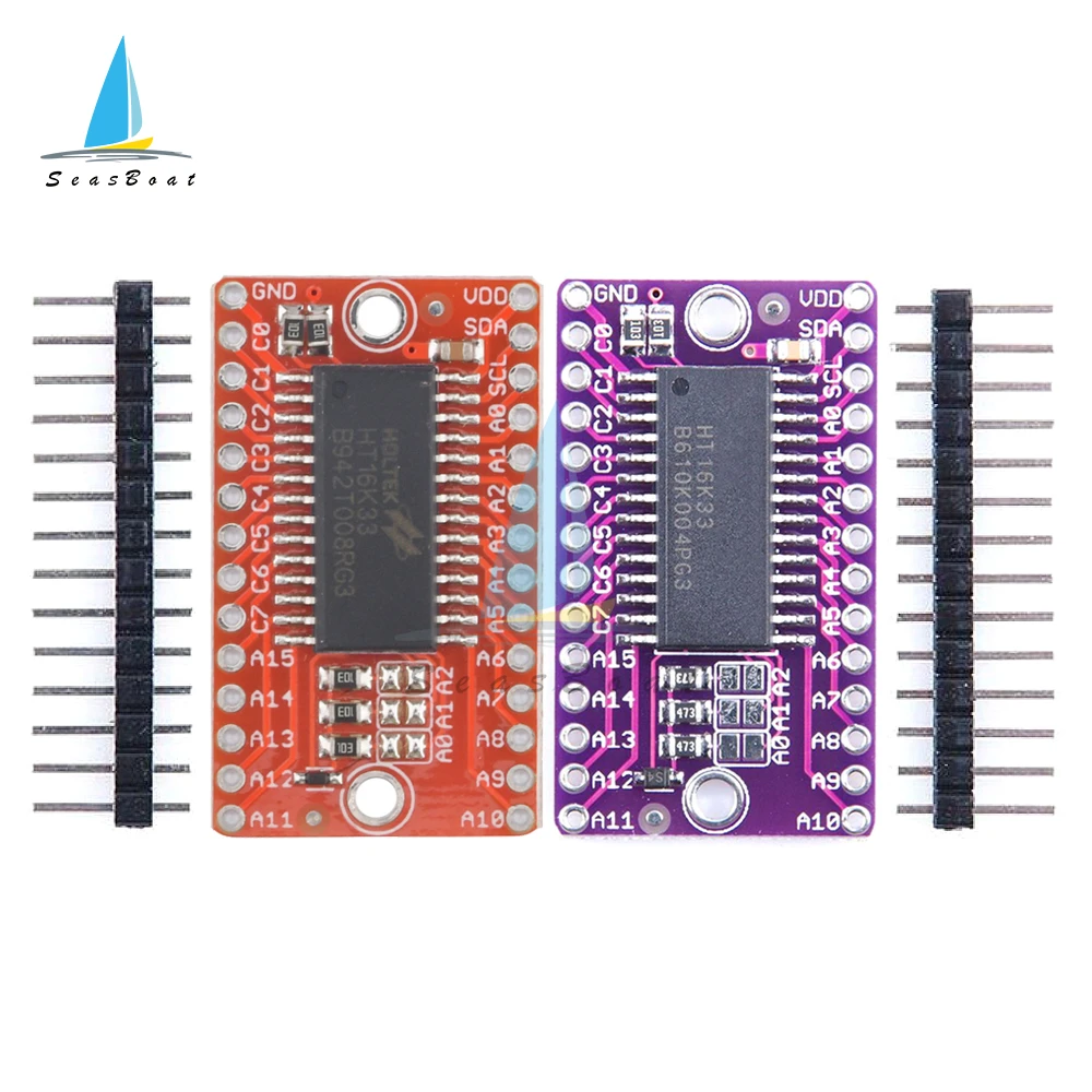 DC 4.5-5.5V HT16K33 LED Dot Matrix Drive Control Module Digital Tube Driver 16x8 bit RAM I2C Bus Interface