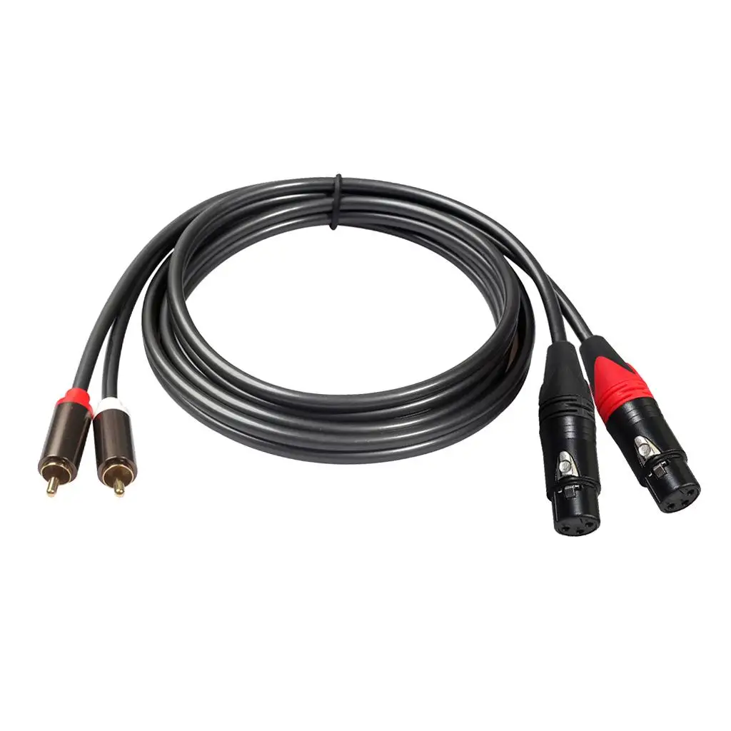 1 conjunto de 2 cabos rca para 2 xlr fêmea cabo de áudio de 3 pinos 1.5 amplificador de microfone