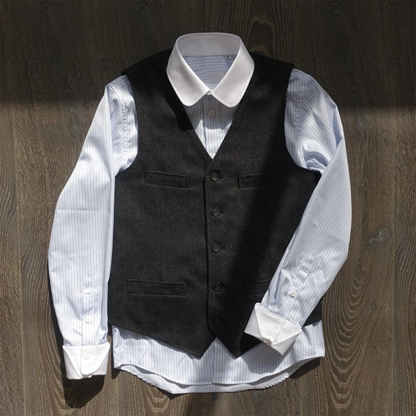Casual Woolen Herringbone Vest, Large Size Men's British Retro Inner Vest, New Autumn and Winter Style