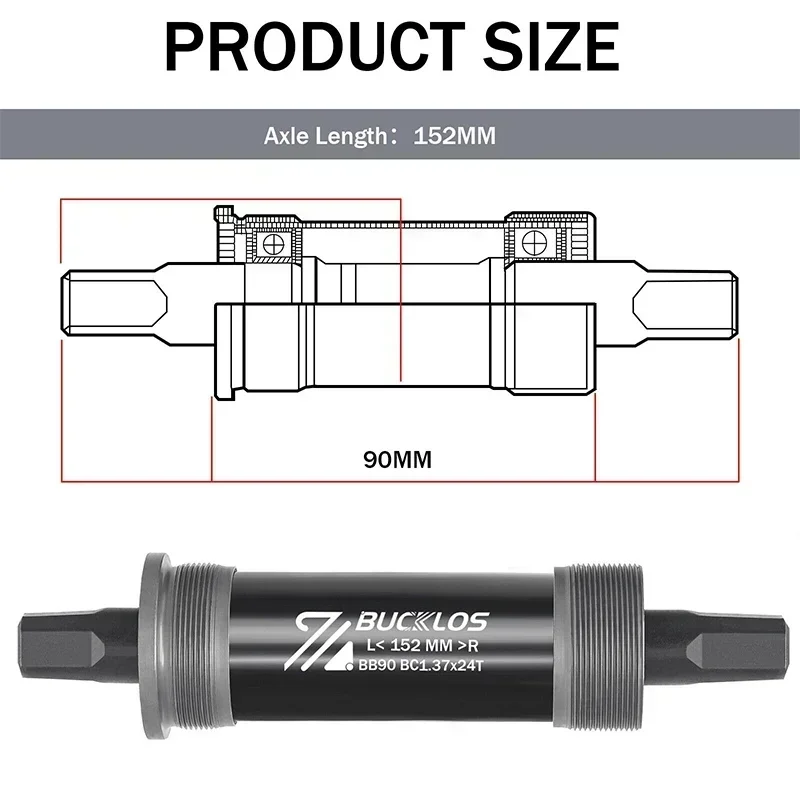 BUCKLOS BB68 Square Hole Bottom Bracket MTB Road Bike BB 116/118/120/122.5/127/140/152/156/166/174mm Bicycle Bottom Bracket view 4