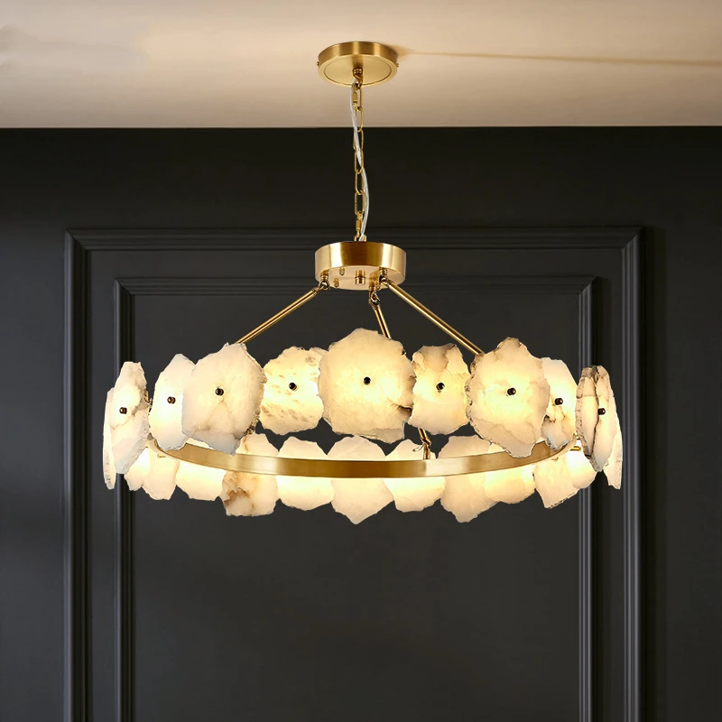 

Modern Natural Marble Chanderlier Luxury LED Stone Chandelier For Living Room Bedroom Kitchen Art Deco Dining Room Hanging Light