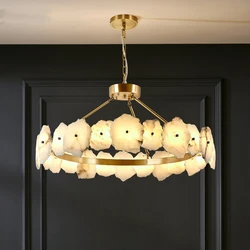 Modern Natural Marble Chanderlier Luxury LED Stone Chandelier For Living Room Bedroom Kitchen Art Deco Dining Room Hanging Light