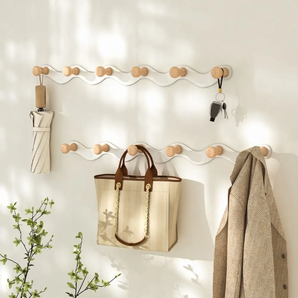 Entryway Organizer Wave Shape Key Hook Rack Wall Mount INS Decorative Hook 4/5 Hooks Creative Wall Row Hook Household Sundries