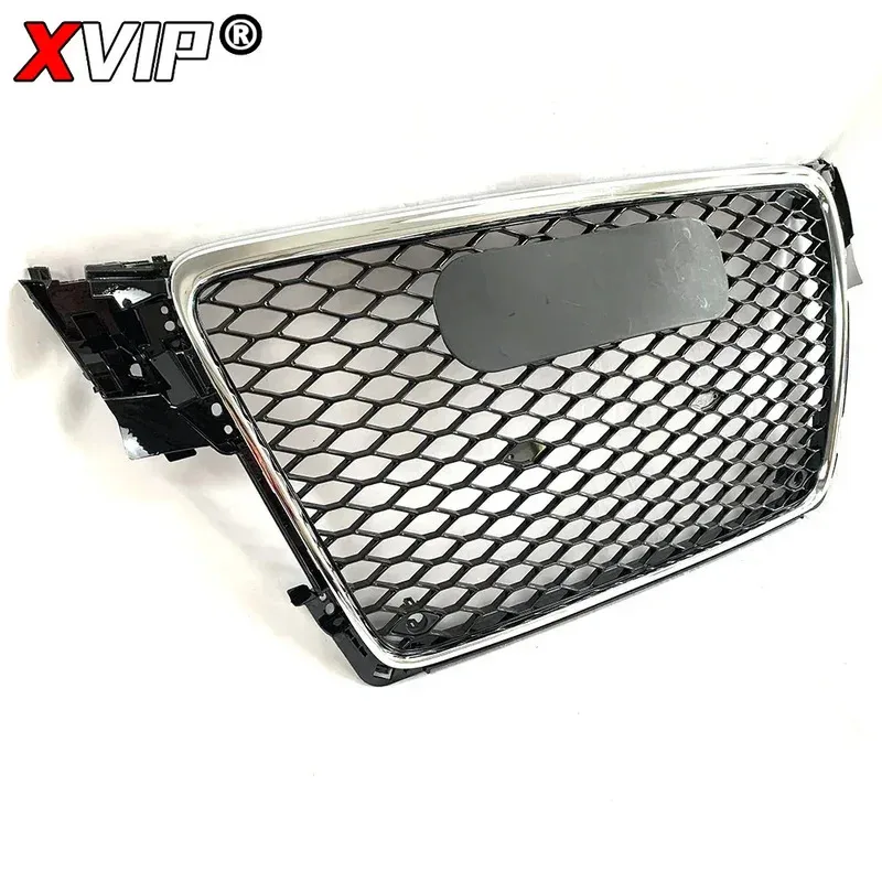 Gril Bumper Depan XVIP Chrome Silver Model S4 Dengan Gril Atas Chrome Untuk Aksesoris Mobil A4/A4 Avant/S4 B8 Mesh Tahun 2009-12
