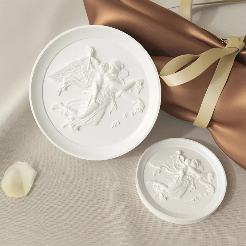 Embossed Angel Plate Silicone Mold DIY Gypsum Storage Plate Jewelry Tray Ornament Epoxy Resin Mold Home Handicraft Decoration