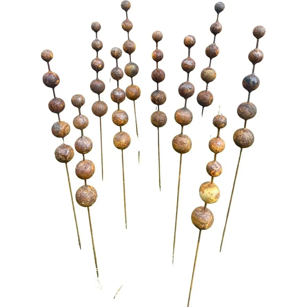 

Набор из 10 металлических садовых кольев в деревенском стиле, уличный декор, уникальное искусство двора для заднего двора или коттеджа