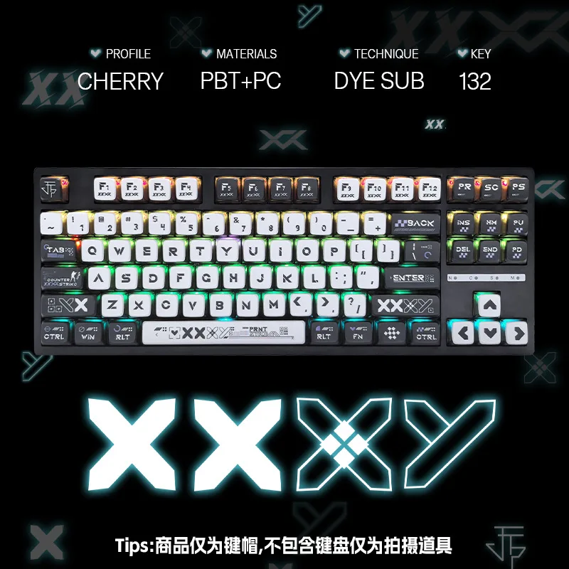 Heat Sublimation Four-way See-through Keycaps Mixed PC PBT Material Universal Mechanical Keyboard Accessories