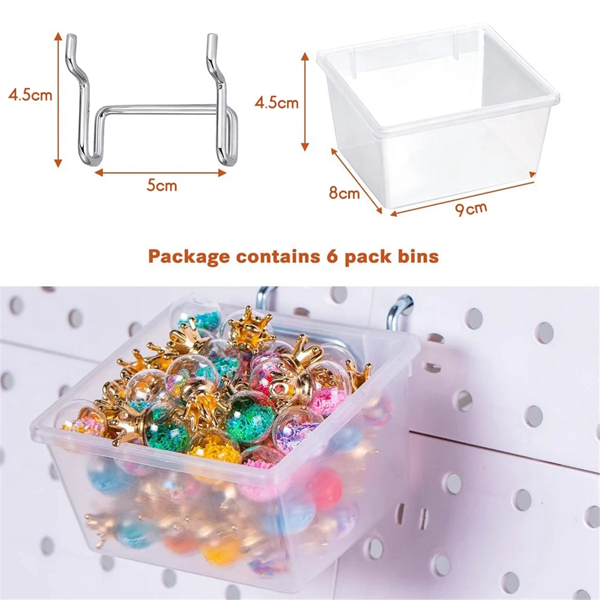 Pegboard صناديق شفافة 6 حزمة Pegboard صناديق شفافة Pegboard صناديق السنانير لتقوم بها بنفسك Pegboard اكسسوارات منضدة صناديق صغيرة تناسب 1/4 -1/8 Pe