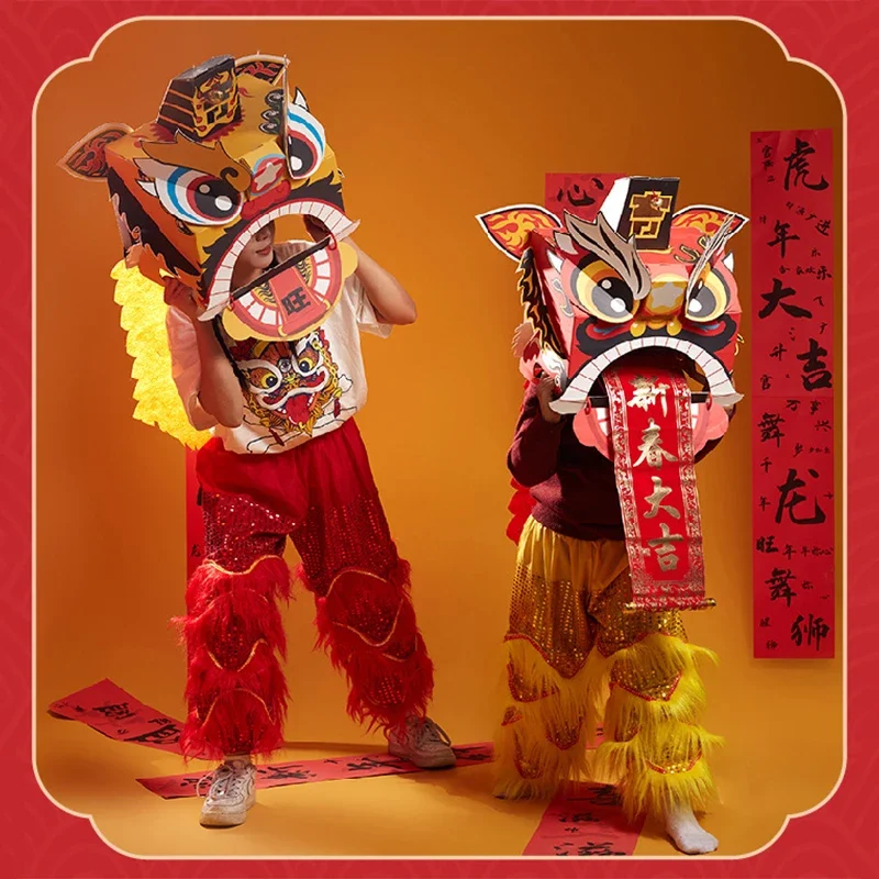 Spring Festival Children\'s Lion Dance Material Package Dragon Traditional Handmade New Year\'s Day Gift Tiger Head Handmade Diy