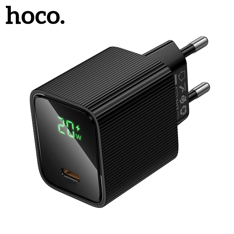 

HOCO EU PD20W LED Digital Display Fast Charging Charger For iPhone 16 15 14 Pro Max PD USBC Port Wall Travel Adapter For Samsung