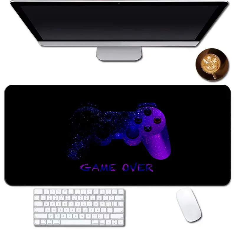 

Game Over Big Gamer Gaming Черный большой коврик для мыши в стиле аниме XXLMat Playmat Индивидуальный настольный коврик для клавиатуры и мыши