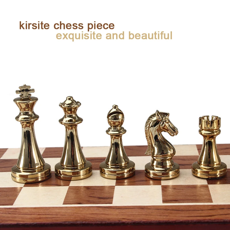 Metal Chess Set Chess Game King Height 67mm Chess Pieces Family Board Game Wooden Folding Chessboard Kirsite Chessmen