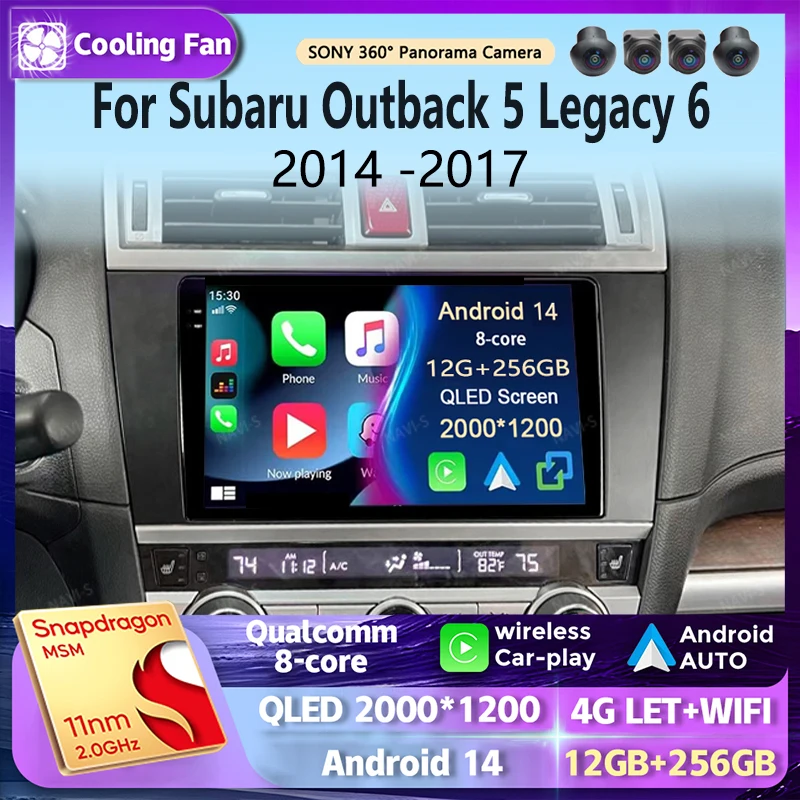 Android 14 For Subaru Outback 5 Legacy 6 2014 -2017 2K QLED Stereo Car Radio Multimedia Video Player GPS AI Voice CarPlay 4G DSP