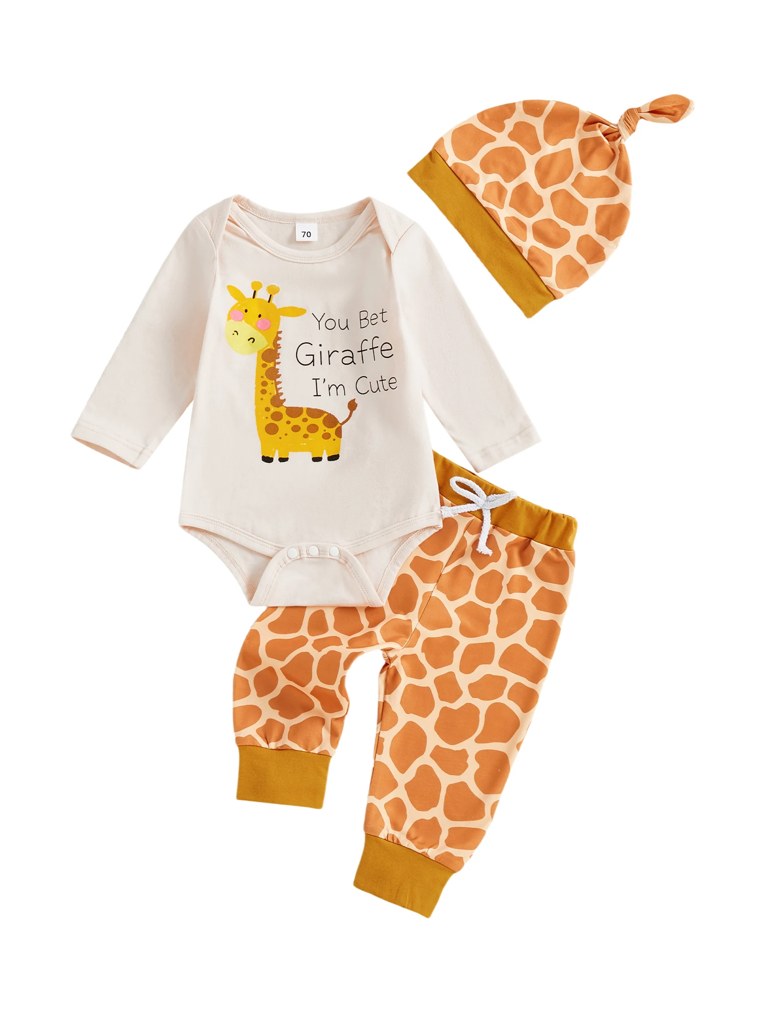 طقم مكون من 3 قطع لحديثي الولادة مع سروال رومبير لطيف بطبعة فيل وقبعة متطابقة - ملابس رائعة للرضع للأطفال الأولاد والبنات #1